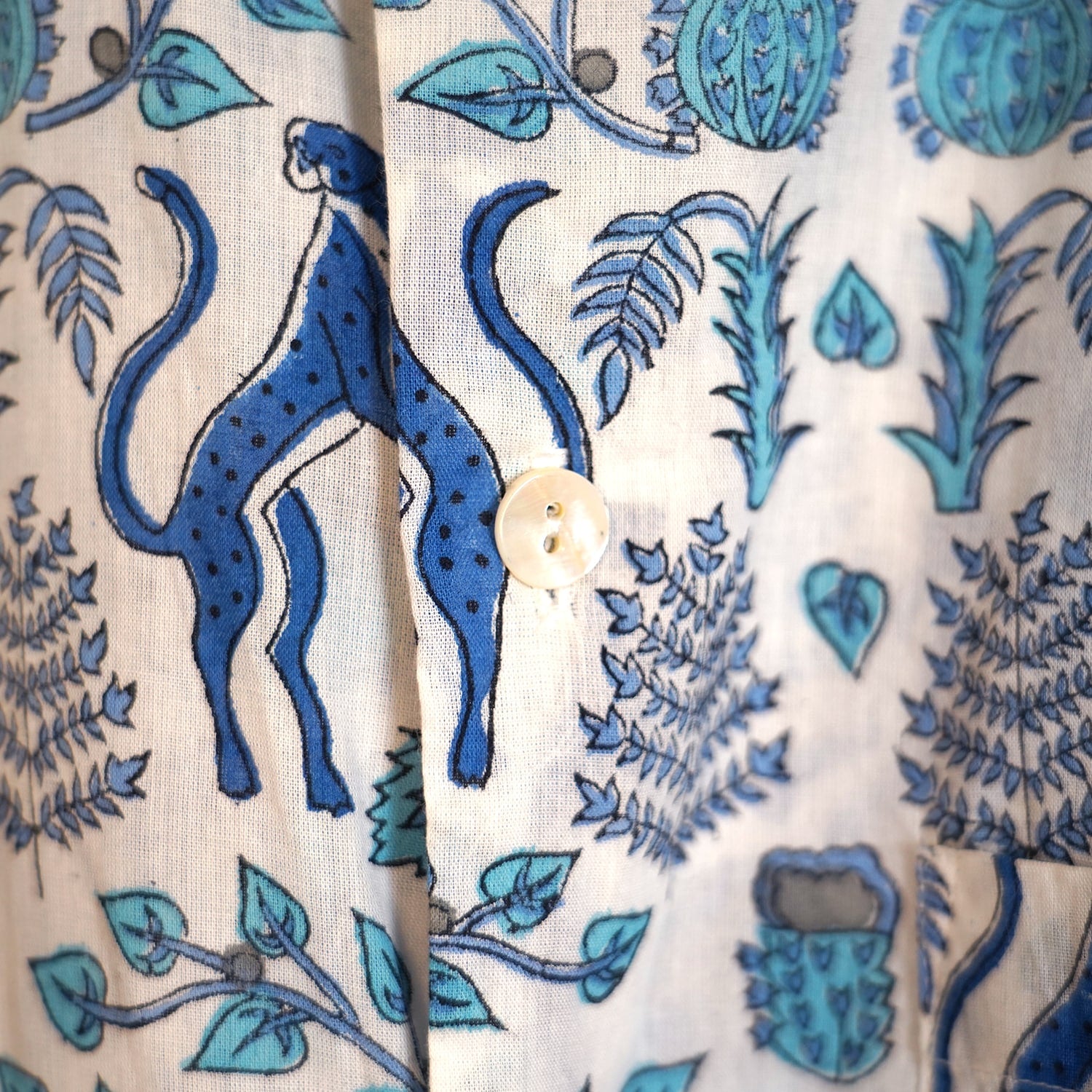 Herrenhemd Raj - Blue Animal Print