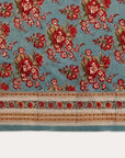 Tablecloth Indian Flowers Turquoise Red